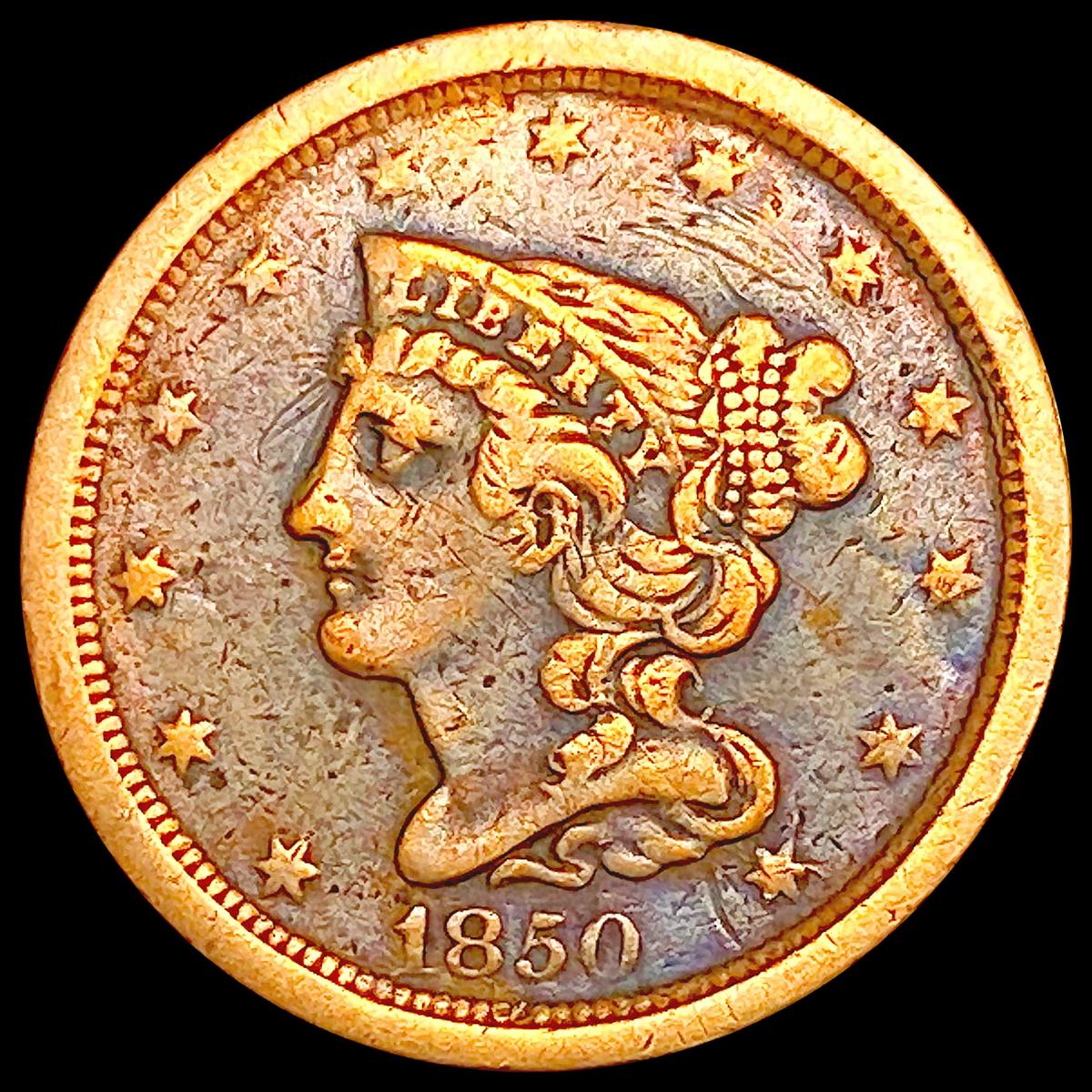 1850 Braided Hair Half Cent LIGHTLY CIRCULATED