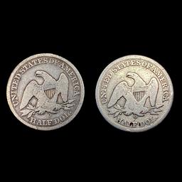 [2] 1855-O Arws Seated Lib Half Dollars NICELY CIR