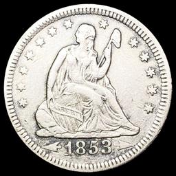 1853 Arws & Rays Seated Liberty Quarter NEARLY UNC