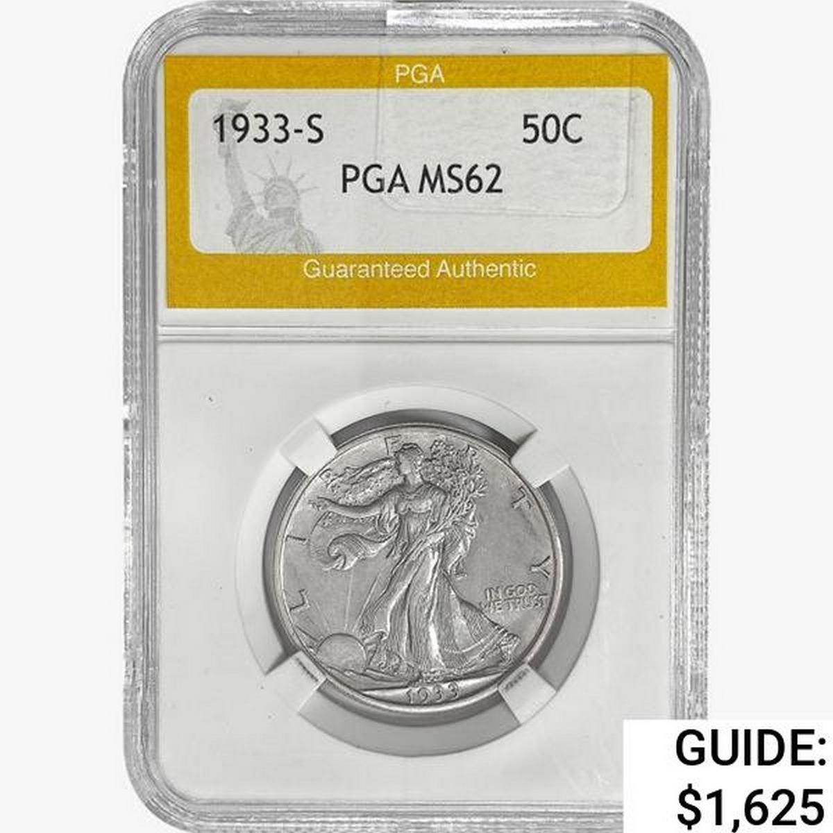 1933-S Walking Liberty Half Dollar PGA MS62