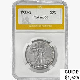 1933-S Walking Liberty Half Dollar PGA MS62