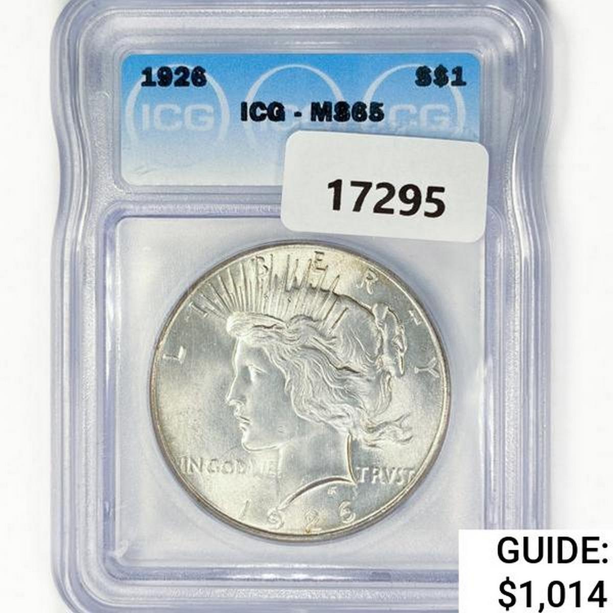 1926 Silver Peace Dollar ICG MS65