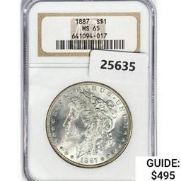 1887 Morgan Silver Dollar NGC MS65