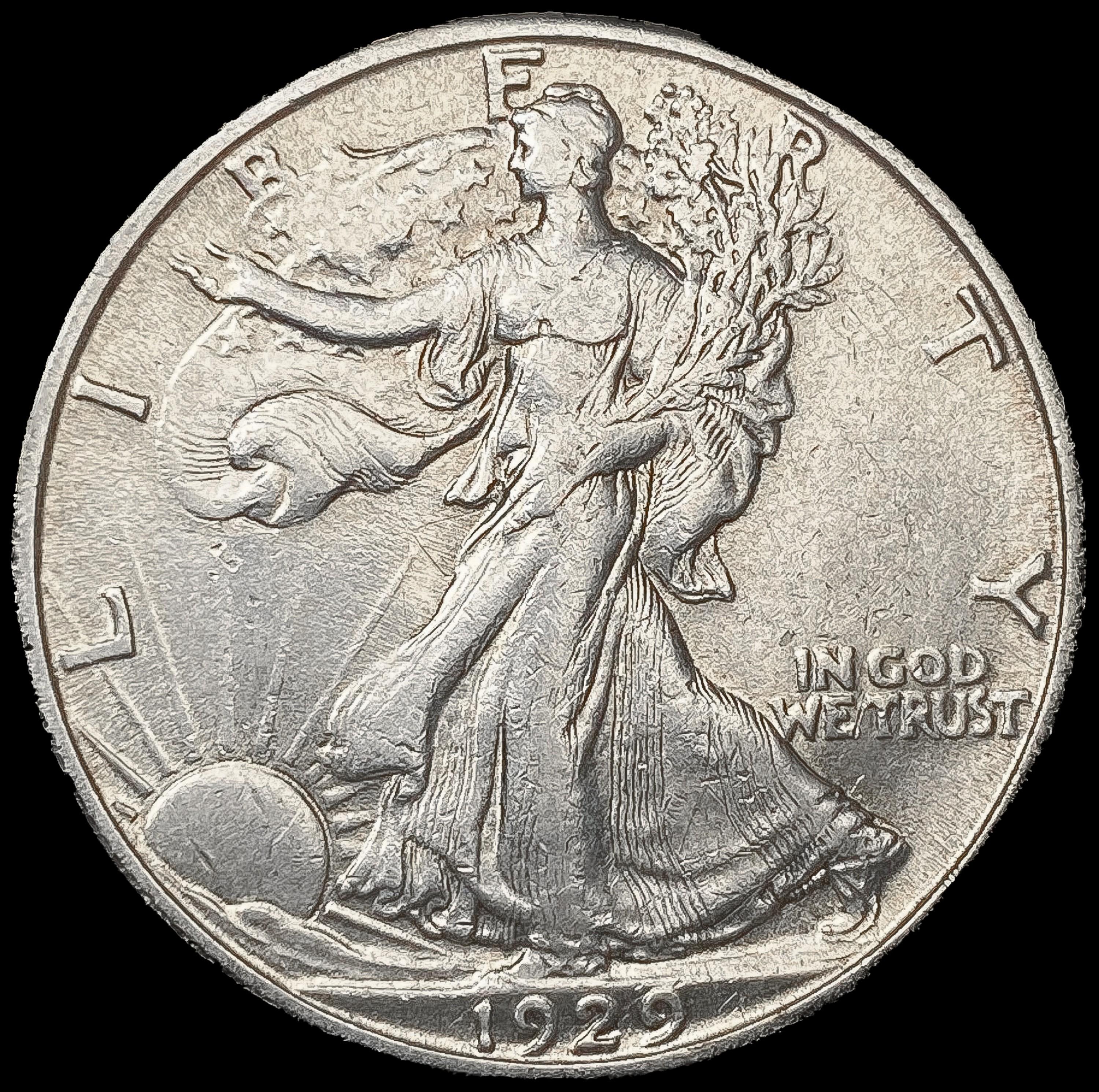 1929-S Walking Liberty Half Dollar NEARLY UNCIRCUL