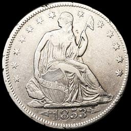 1853 Arws & Rays Seated Liberty Half Dollar CLOSEL