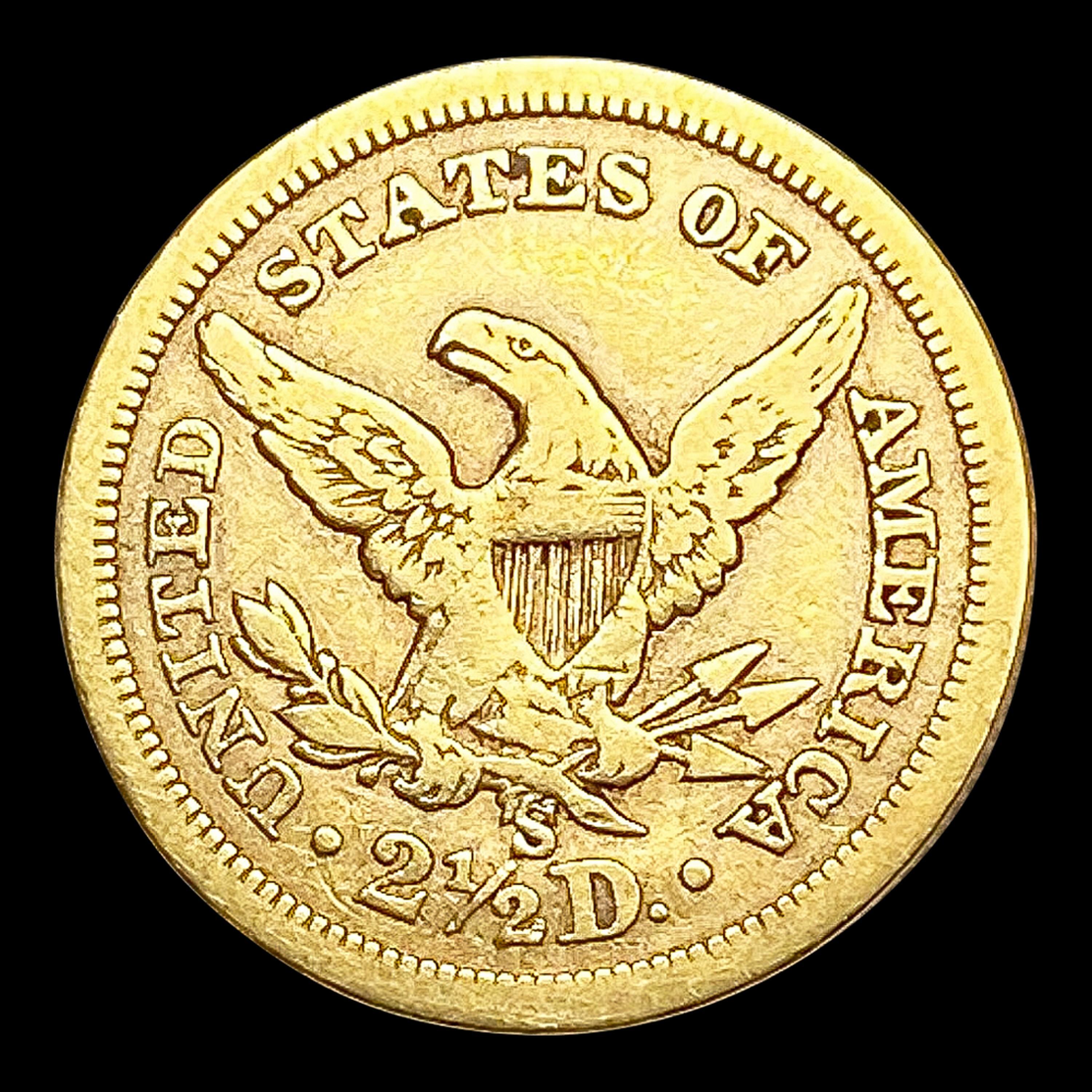 1866-S $2.50 Gold Quarter Eagle LIGHTLY CIRCULATED