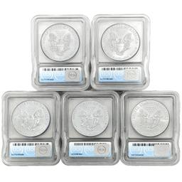 (5) 2020-P American Silver Eagle ICG MS70