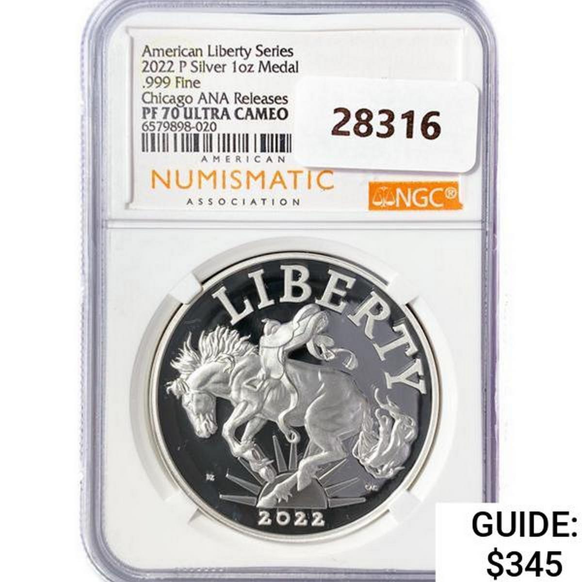 2022-P 1oz Silver Liberty Medal PCGS PF70 UC