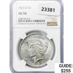 1923-D Silver Peace Dollar NGC AU58