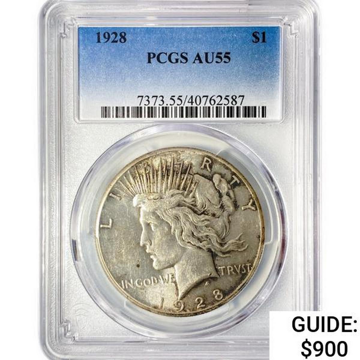 1928 Silver Peace Dollar PCGS AU55