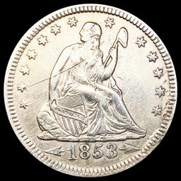 1853 Arws & Rays Seated Liberty Quarter CLOSELY UN