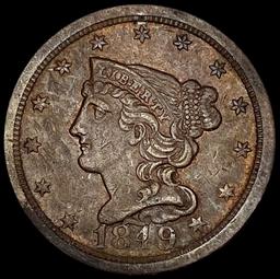 1849 Lg Date Rotated Dies Braided Hair Half Cent C