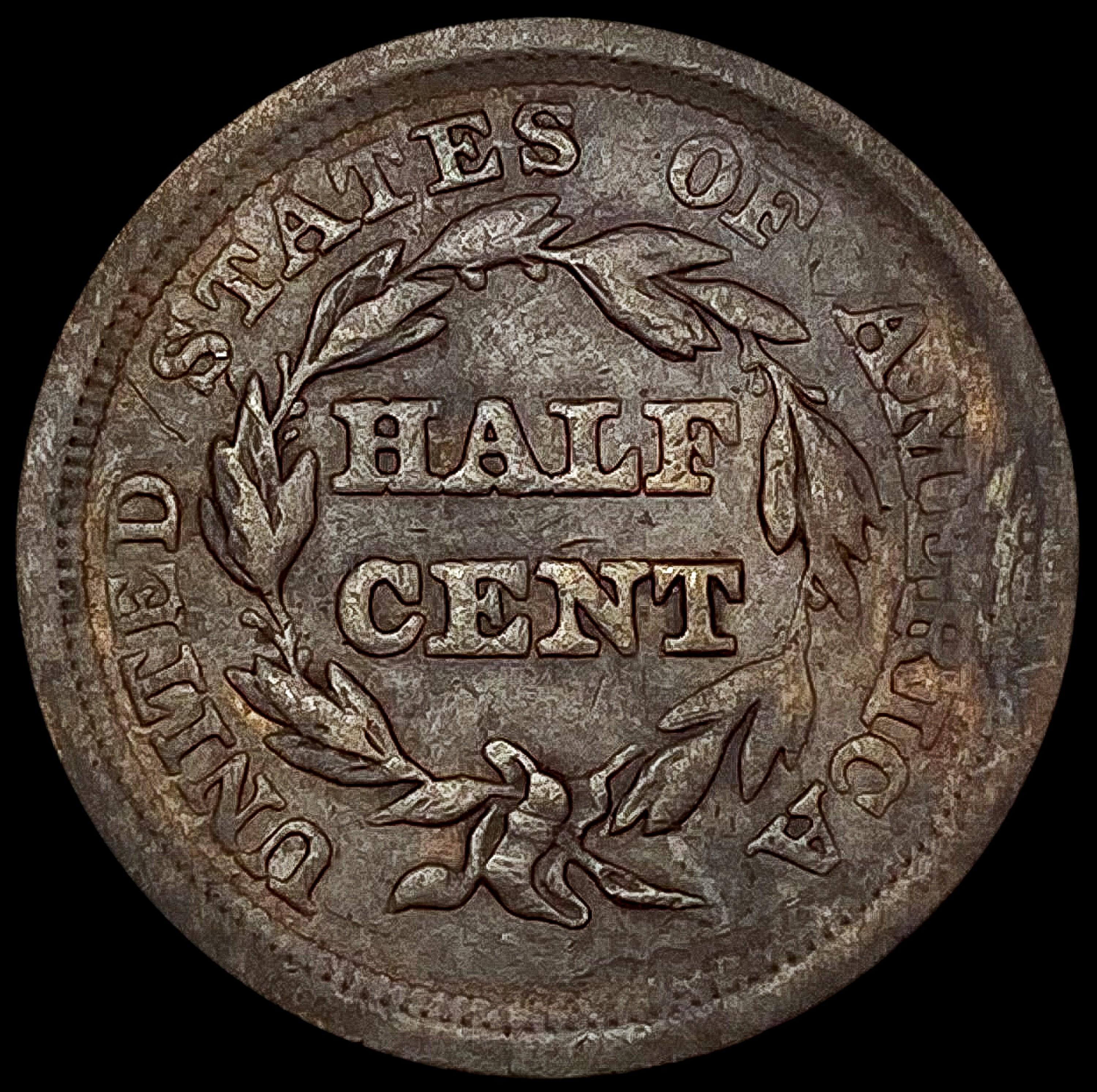 1849 Lg Date Rotated Dies Braided Hair Half Cent C