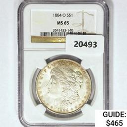 1884-O Morgan Silver Dollar NGC MS65