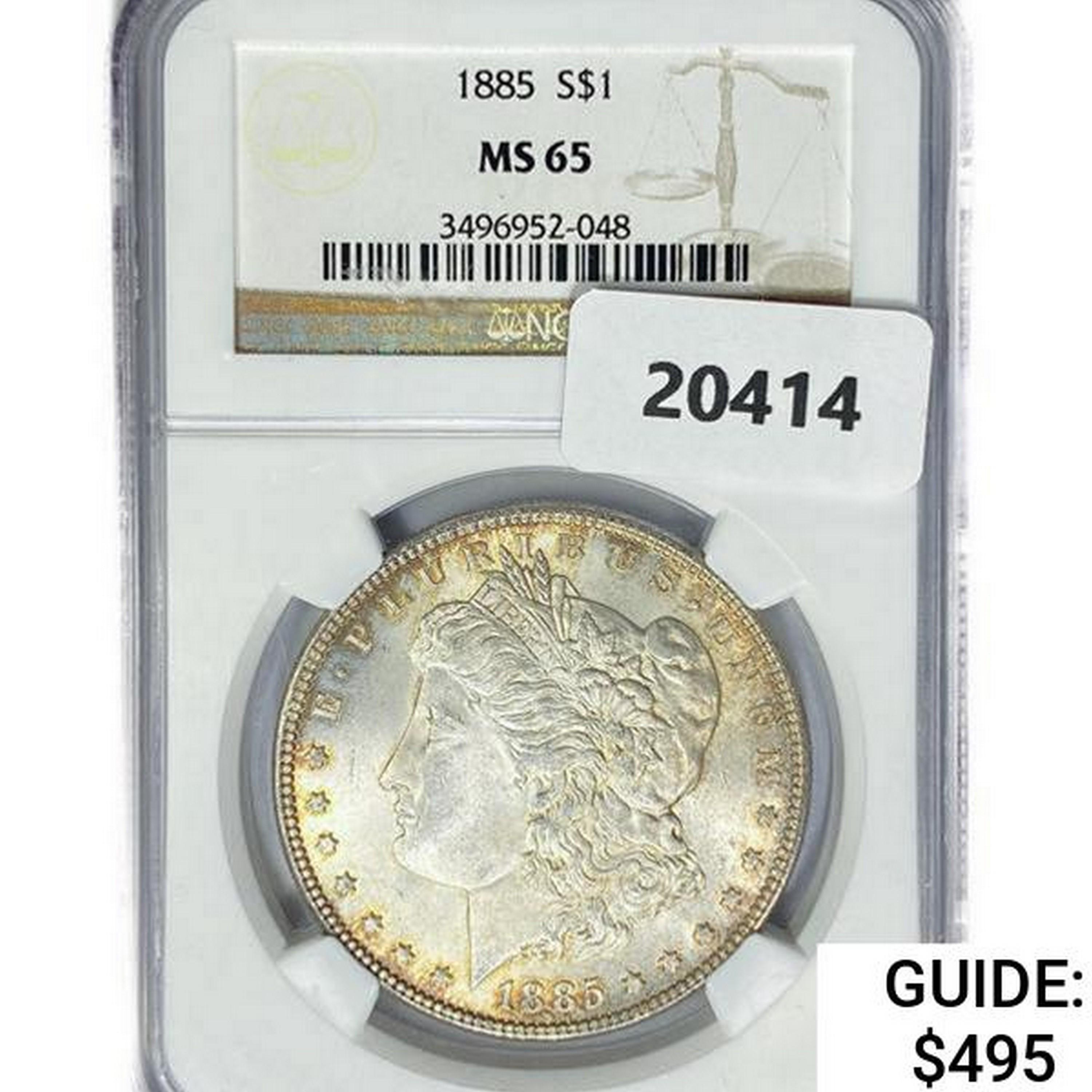 1885 Morgan Silver Dollar NGC MS65