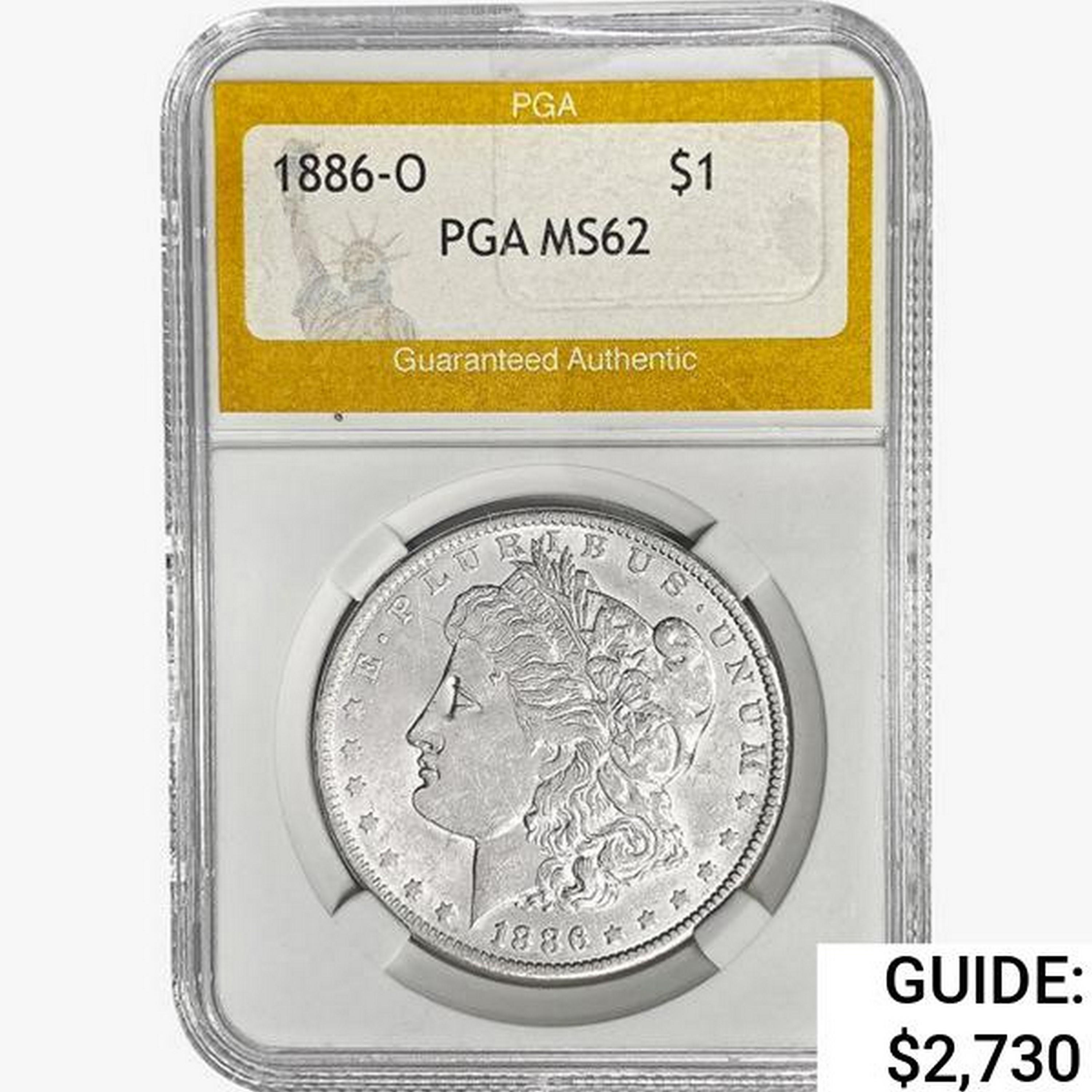 1886-O Morgan Silver Dollar PGA MS62