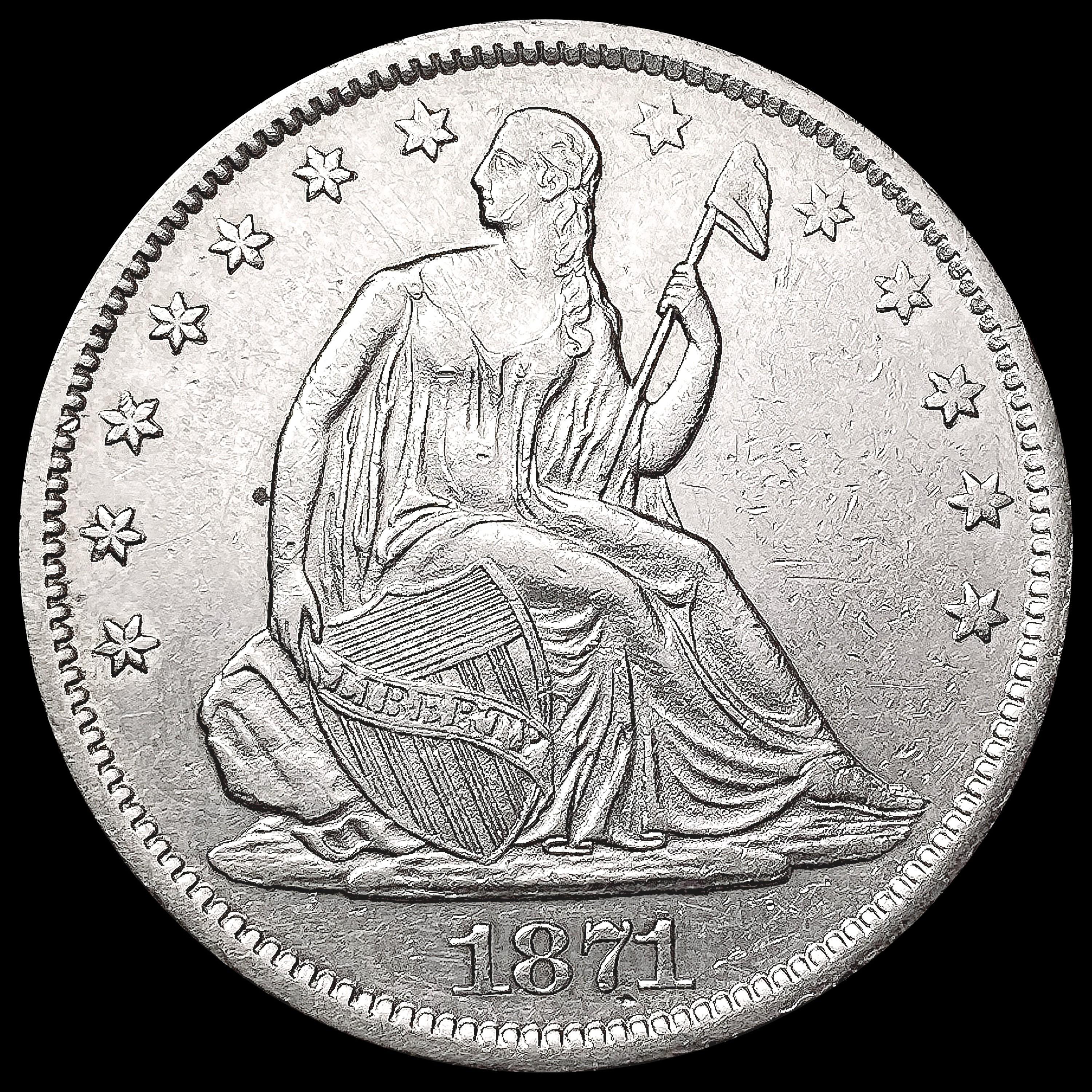 1871-S Seated Liberty Half Dollar CLOSELY UNCIRCUL