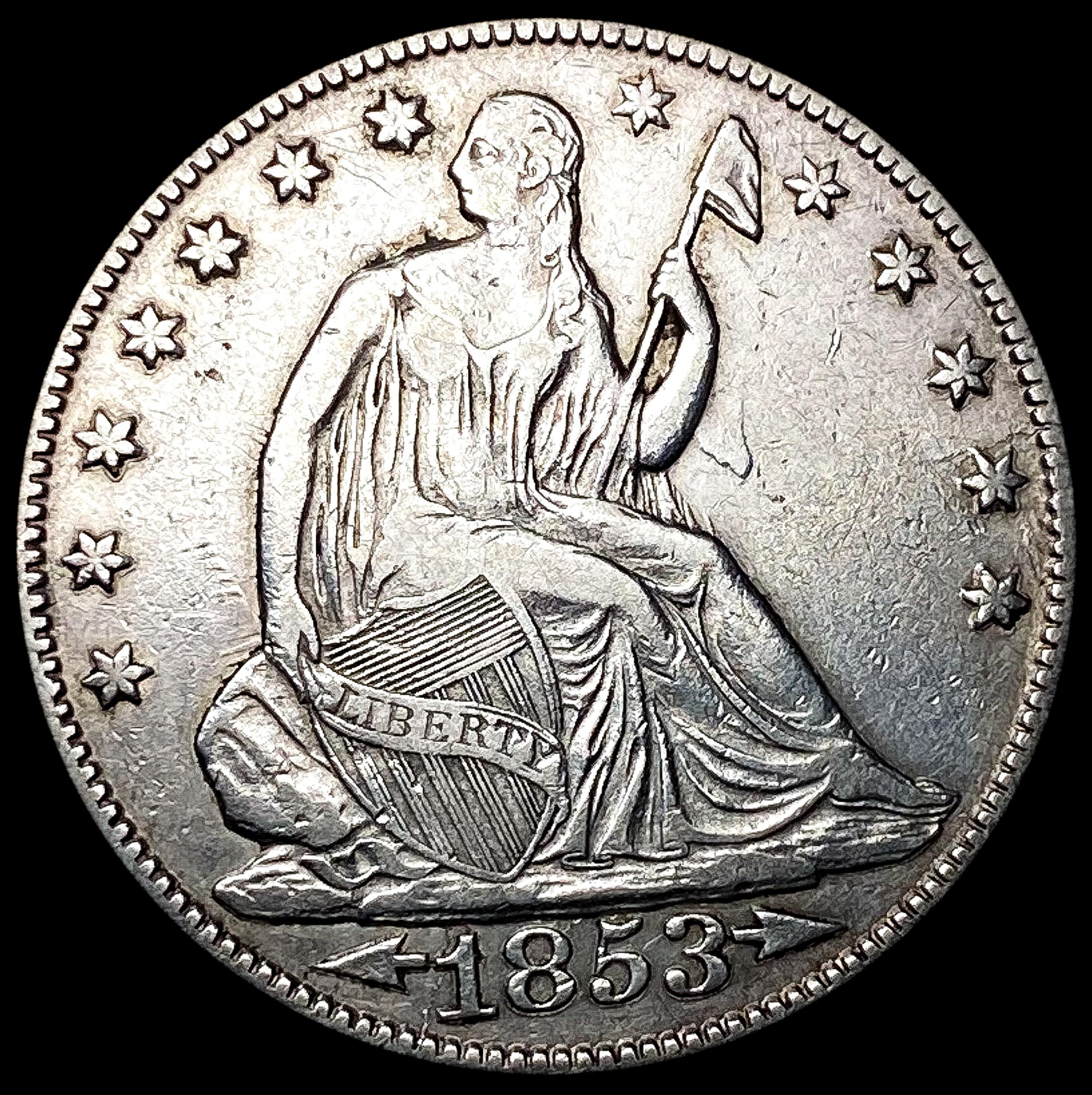 1853-O A & R Seated Liberty Half Dollar NEARLY UNC