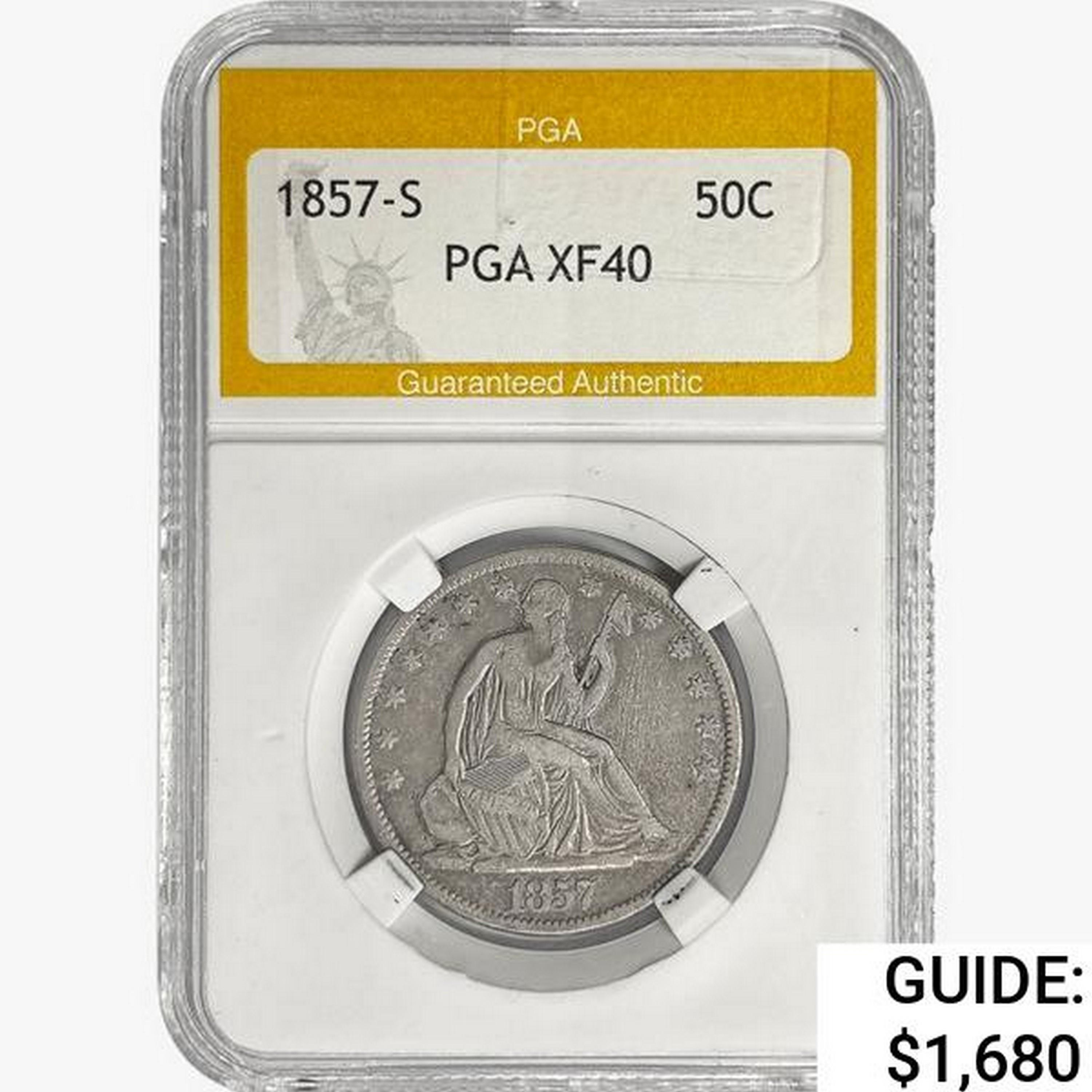 1857-S Seated Liberty Half Dollar PGA XF40