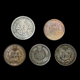[5] Varied US Coinage (1866, 1894, 1906, 1909, 193