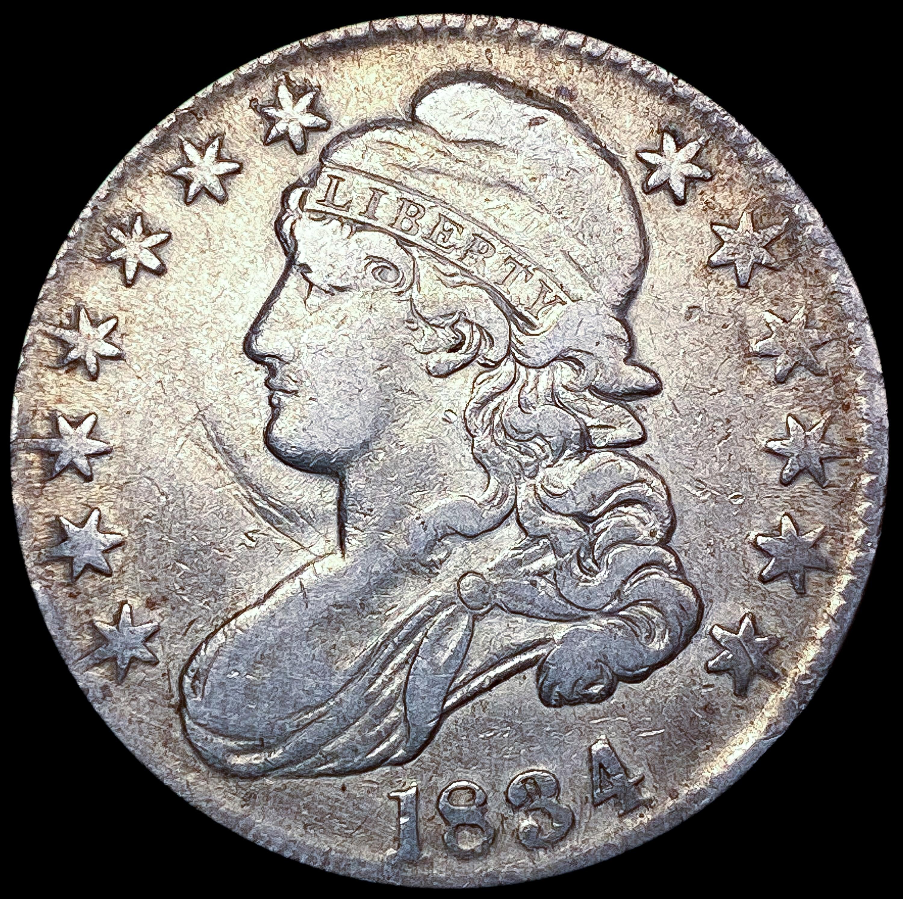 1834 0-102 R1 Capped Bust Half Dollar LIGHTLY CIRC