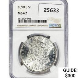 1890-S Morgan Silver Dollar NGC MS62