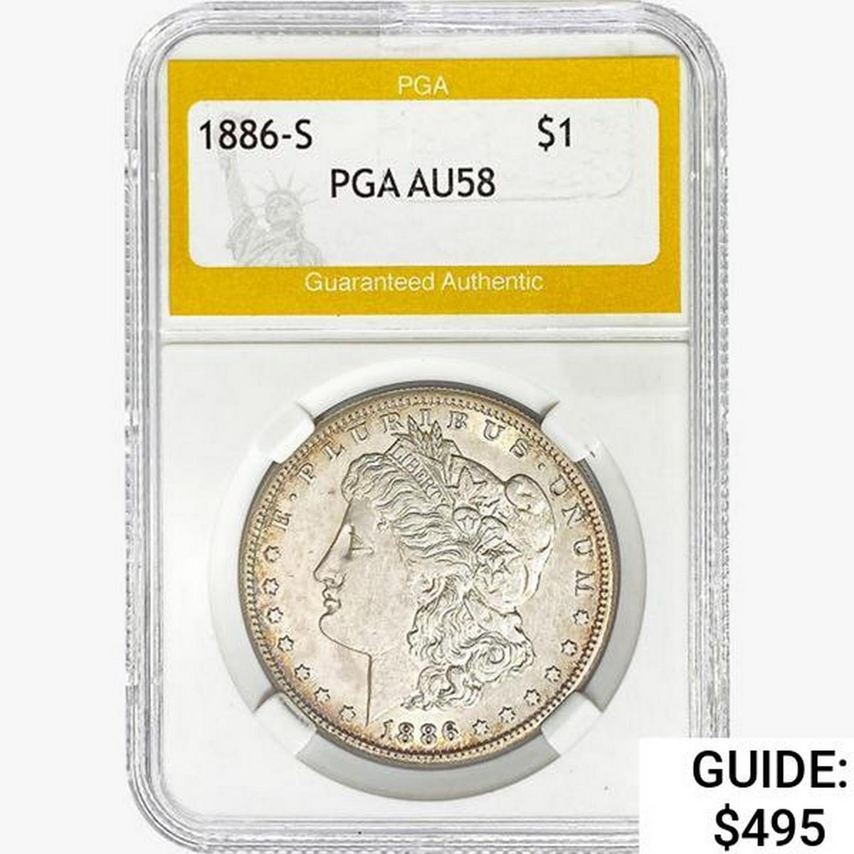 1886-S Morgan Silver Dollar PGA AU58