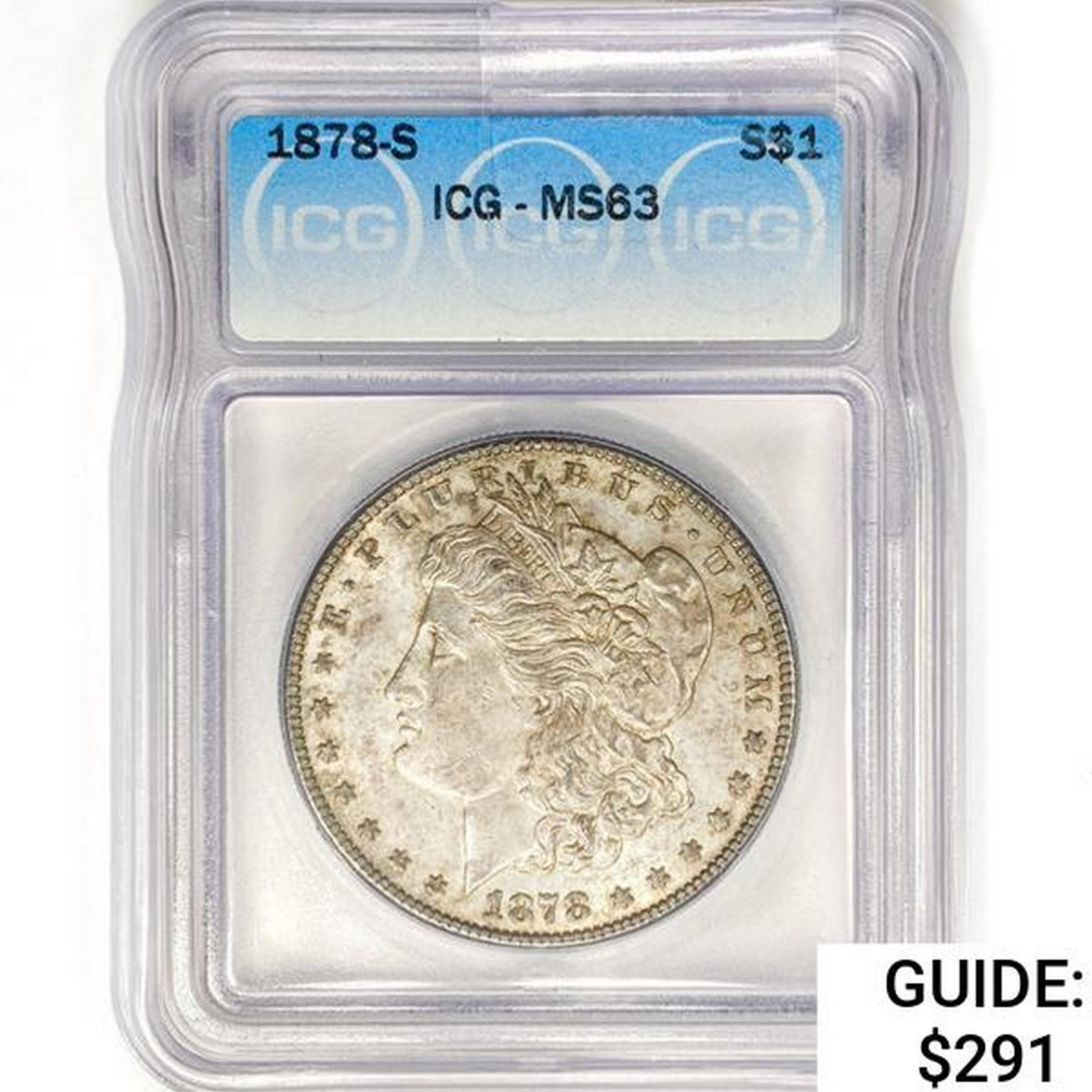 1878-S Morgan Silver Dollar ICG MS63