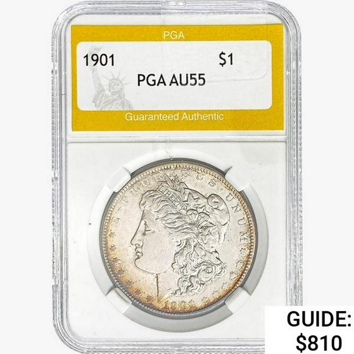 1901 Morgan Silver Dollar PGA AU55