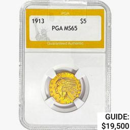 1913 $5 Gold Half Eagle PGA MS65