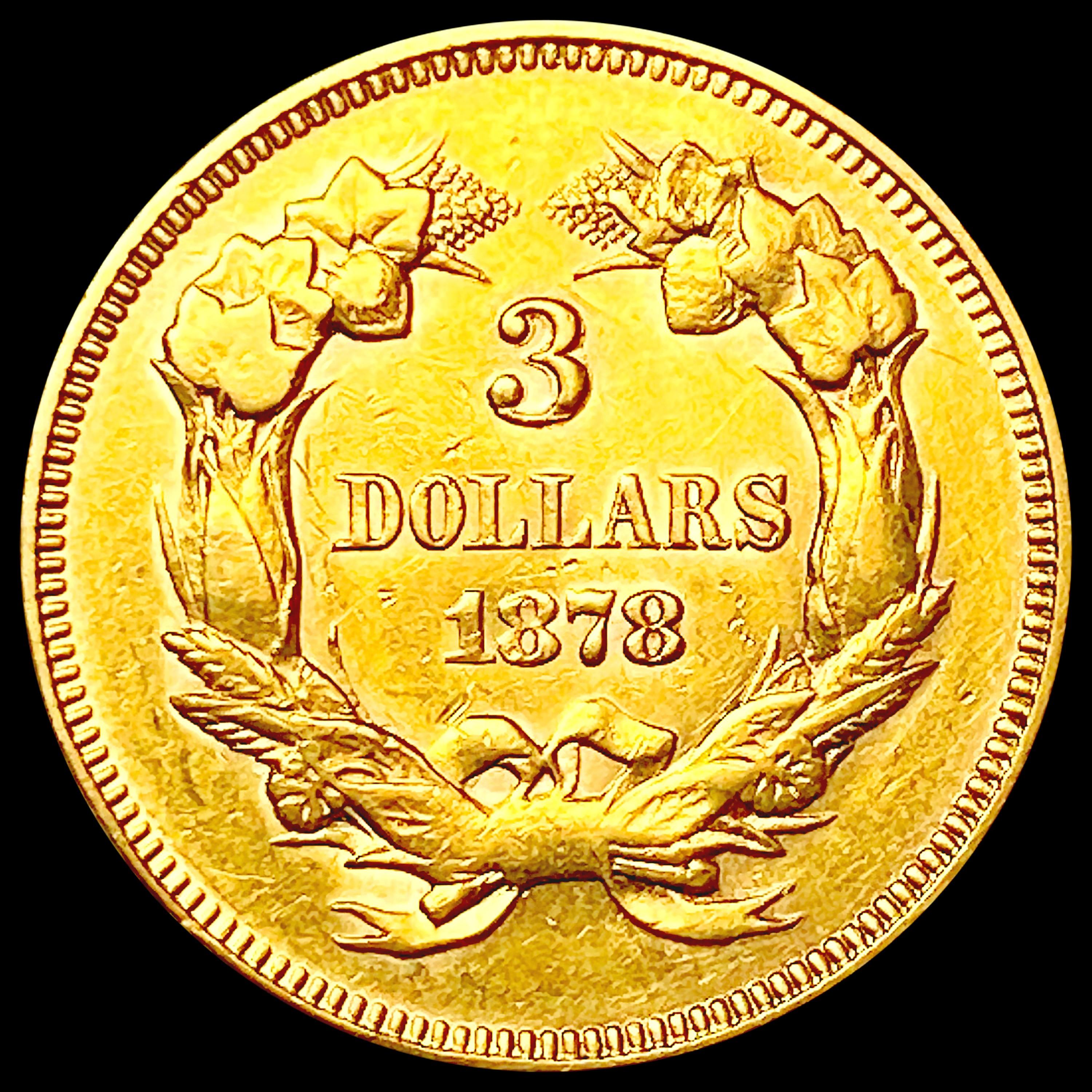 1878 $3 Gold Piece CHOICE AU