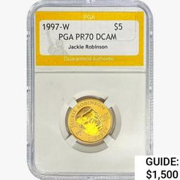 1997-W .24oz. Gold $5 Jackie Robinson PGA PR70 DCA