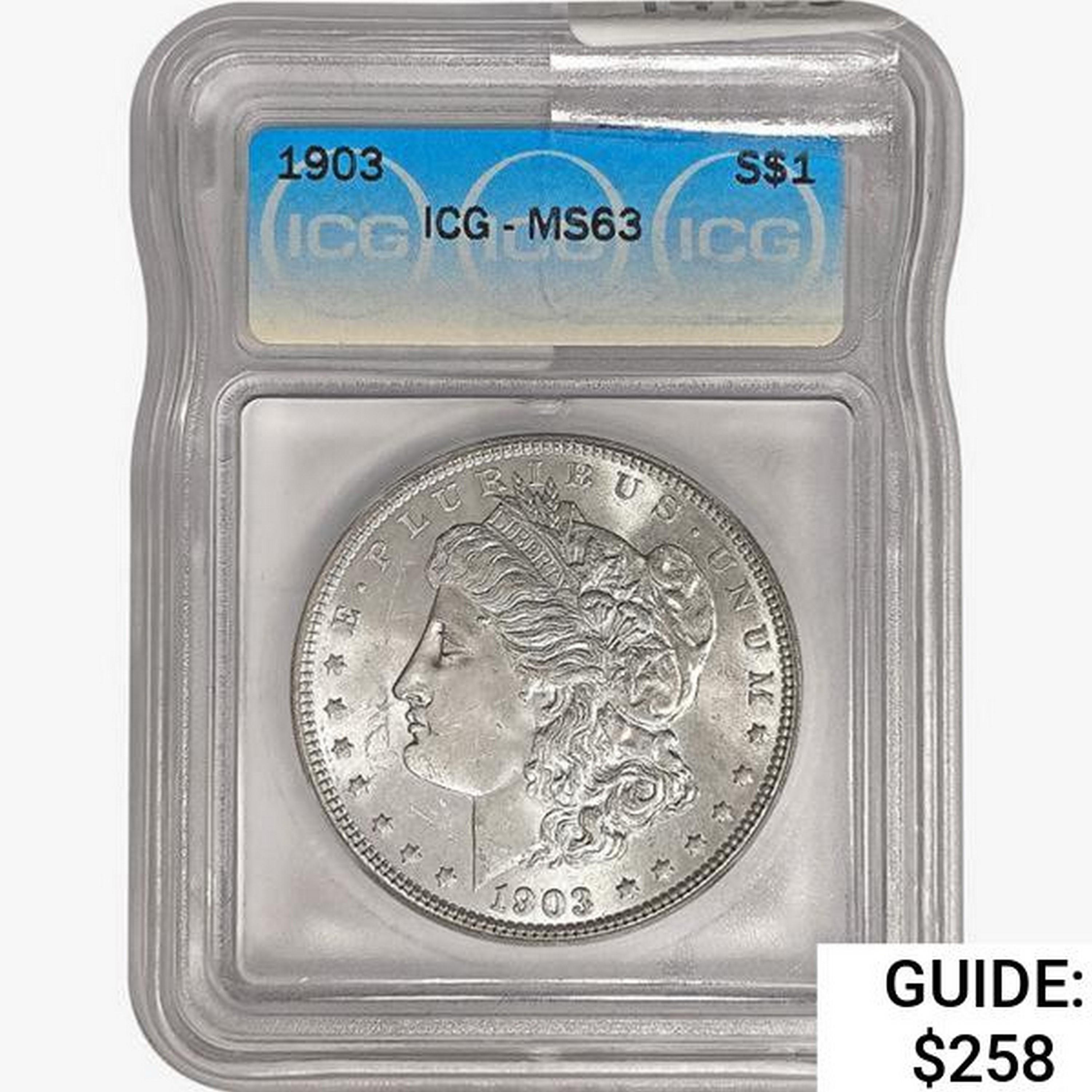 1903 Morgan Silver Dollar ICG MS63