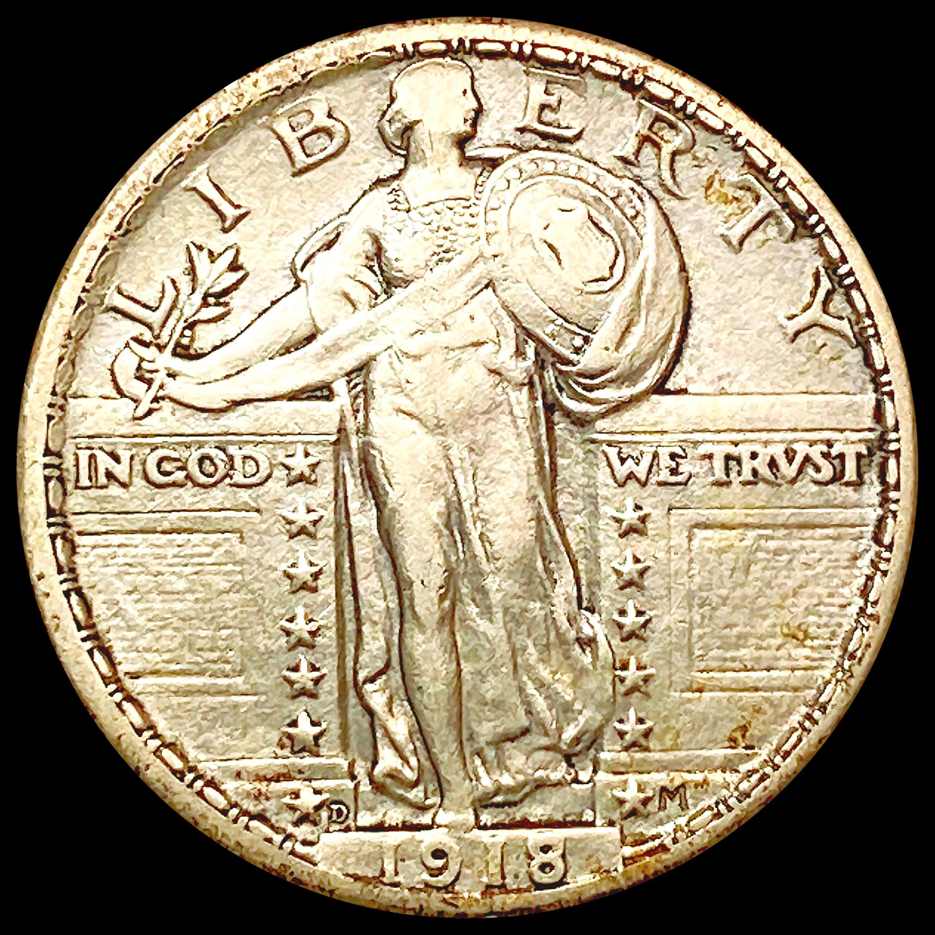 1918-D Standing Liberty Quarter LIGHTLY CIRCULATED