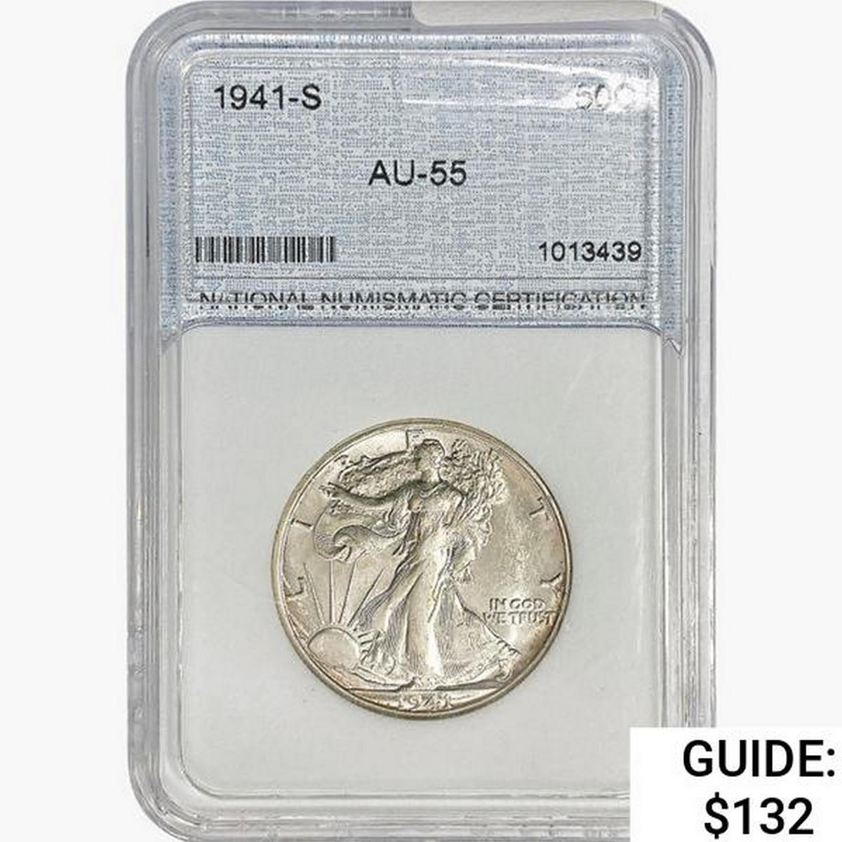 1941-S Walking Liberty Half Dollar NNC AU55