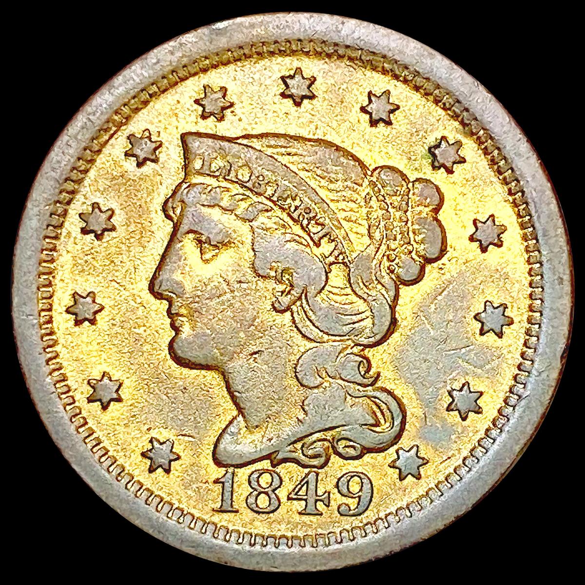 1849 Braided Hair Large Cent LIGHTLY CIRCULATED