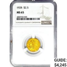 1928 $2.50 Gold Quarter Eagle NGC MS65