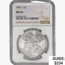 1881-S Morgan Silver Dollar NGC MS64