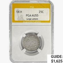 1831 Capped Bust Quarter PGA AU55 Large Letters