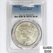 1923-D Silver Peace Dollar PCGS MS61