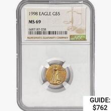 1998 $5 1/10oz. Gold Eagle NGC MS69