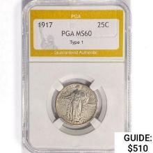 1917 Standing Liberty Quarter PGA MS60 Type 1