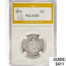 1876 Seated Liberty Quarter PGA AU58