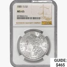 1881-S Morgan Silver Dollar NGC MS65