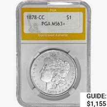 1878-CC Morgan Silver Dollar PGA MS63+