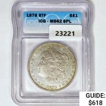 1878 8TF Morgan Silver Dollar ICG MS62 SPL