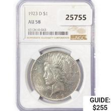 1923-D Silver Peace Dollar NGC AU58