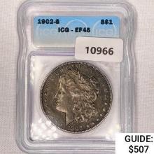 1902-S Morgan Silver Dollar ICG EF45