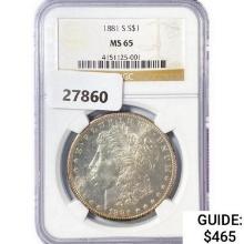 1881-S Morgan Silver Dollar NGC MS65