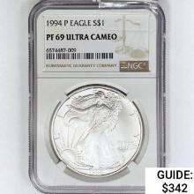 1994-P Silver Eagle NGC PF69 UC